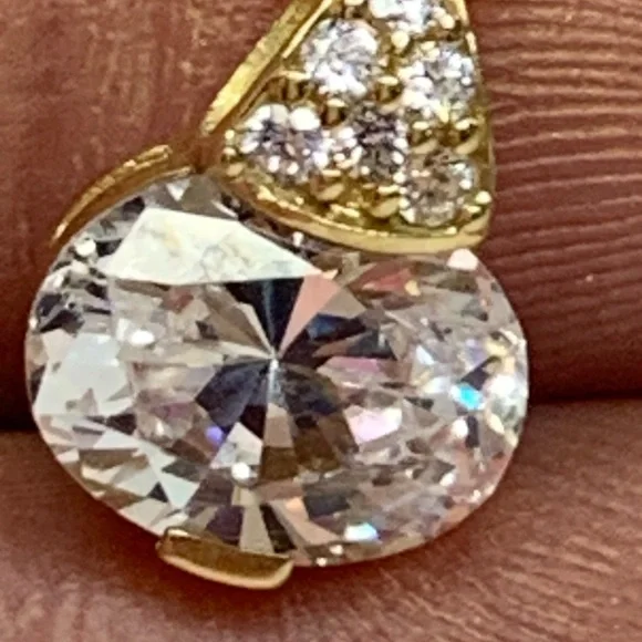 14kt Gold Necklace with CZ pendant. Both marked 14kt chain perfect shape! - Picture 11 of 11